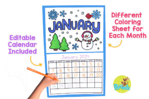 Free Monthly Printable Coloring Calendar for Kids – Teaching Pockets