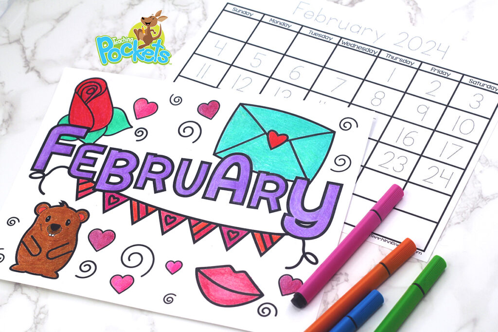 2025 Monthly Coloring Calendar for Kids – Teaching Pockets